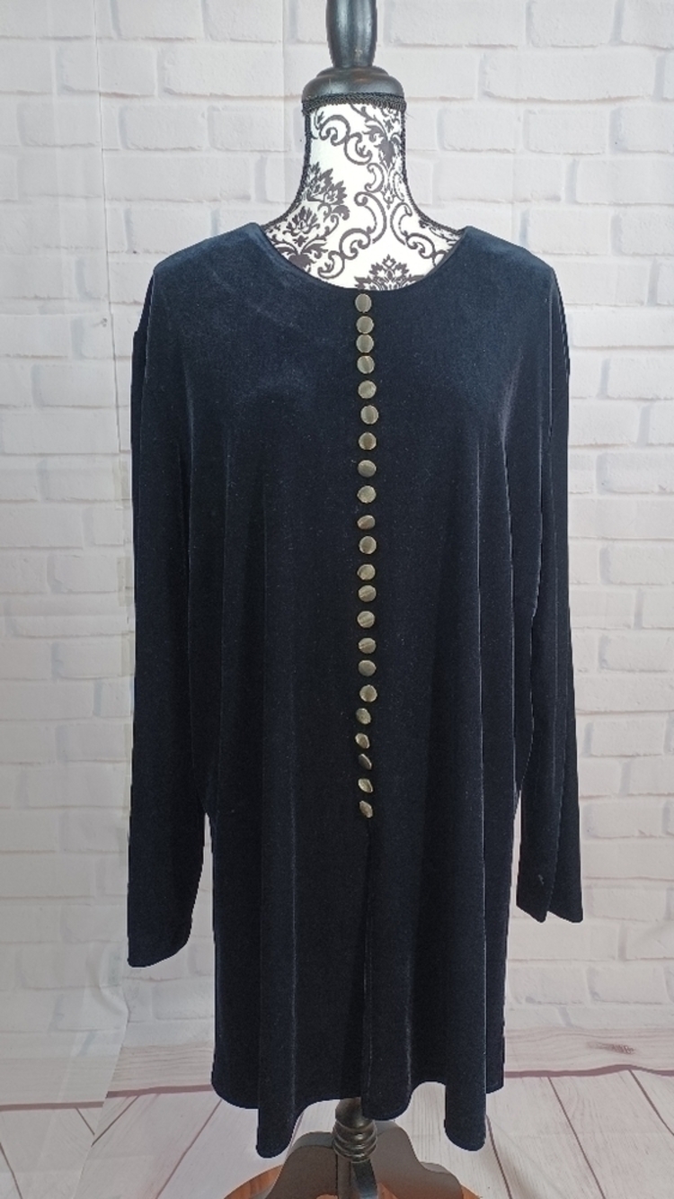 J.B.S. LTD womens long sleeve zip back stretch knit plus size 22w lined top b29